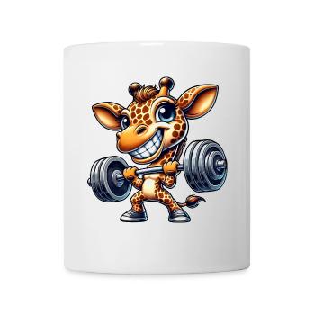 Girafe avec haltère dessin animé haltérophilie fitness - Mug blanc - blanc - Devant