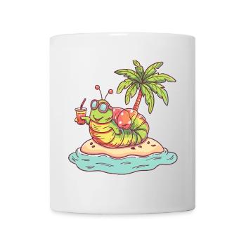 Bande dessinée Worm Summer Beach - Mug blanc - blanc - Devant