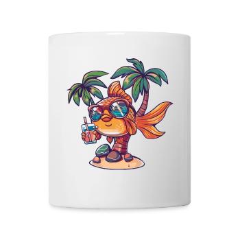 Bande dessinée Goldfish Summer Beach - Mug blanc - blanc - Devant