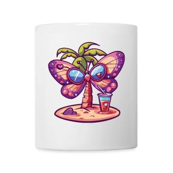 Papillon Été Plage Bande Dessinée - Mug blanc - blanc - Devant