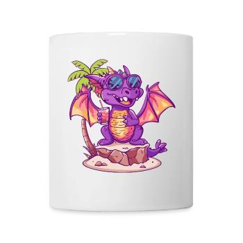 Drache Sommer Strand Comic - Tasse - Weiß - Vorne
