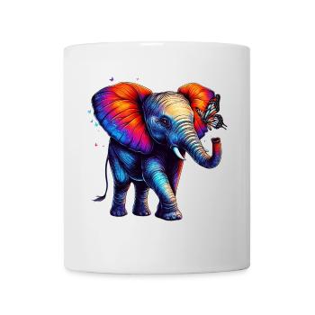 Éléphant et papillon - Mug blanc - blanc - Devant