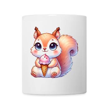 The cute squirrel enjoys a colorful ice cream - Mug - white - Front