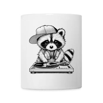 motif de raton laveur cool en tant que DJ avec des écouteurs - Mug blanc - blanc - Devant