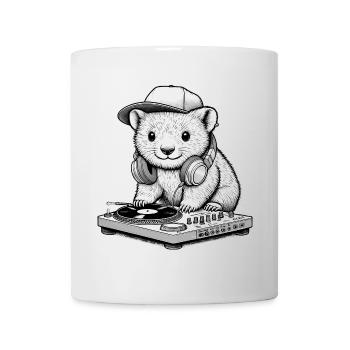 motif wombat cool en tant que DJ avec des écouteurs - Mug blanc - blanc - Devant