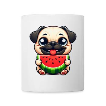 Cute Dog Pug Watermelon Summer Fruit Melon - Mug - white - Front