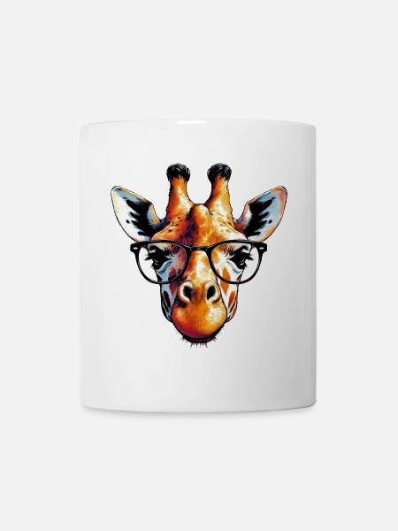Giraffe mit Brille - Tasse - Weiß