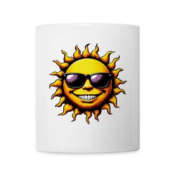 Soleil avec lunettes de soleil - Mug blanc - blanc - Devant