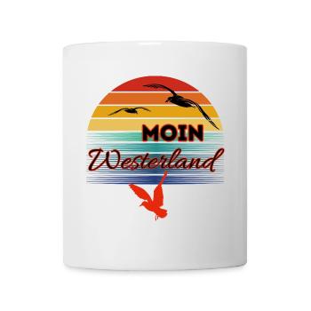 Moin Westerland mit Möwe im Retro Style-Westerland - Tasse - Weiß - Vorne