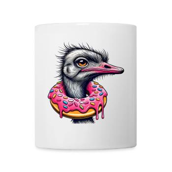 drôle de festin pour les yeux - Oiseau autruche avec beignet - Mug blanc - blanc - Devant