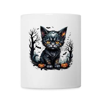 Halloween-Nacht mit Kätzchen und Kürbissen. - Tasse - Weiß - Vorne