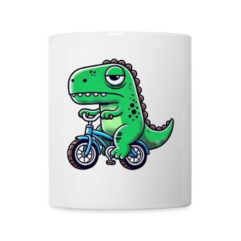 Funny dino T-Rex on bike Bizarre and - Mug - white - Front