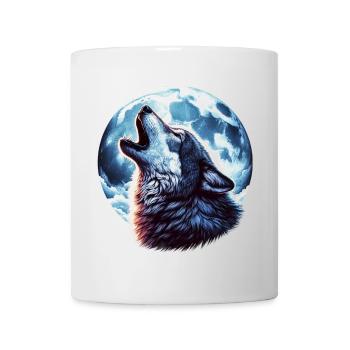 Wolf heult den Vollmond an - Tasse - Weiß - Vorne