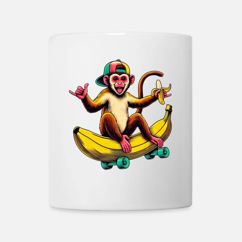 Affe auf dem Skateboard - Tasse - Weiß