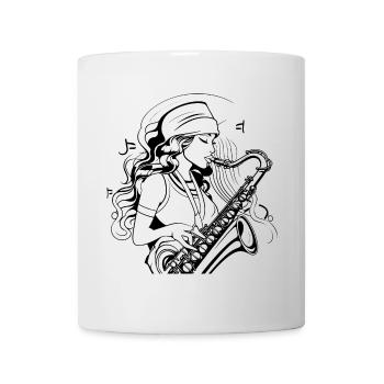 Saxophonist Drawing - Mug - white - Front