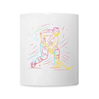Eishockeyspieler Line Art - Tasse - Weiß - Vorne