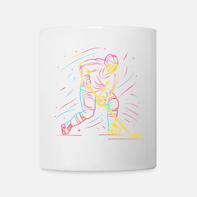 Eishockeyspieler Line Art - Tasse - Weiß