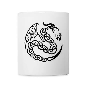 Schwarzer keltischer Drache - Tasse - Weiß - Vorne