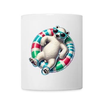 Ein relaxter Eisbär auf einem Schwimmreifen - Tasse - Weiß - Vorne