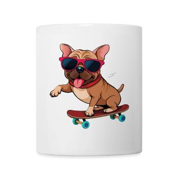 Bulldogge auf einem Brett mit Brille - Tasse - Weiß - Vorne