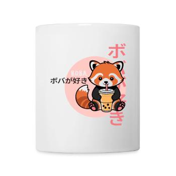 Roter Panda liebt Bubble Tea – Kawaii Boba Design - Tasse - Weiß - Vorne
