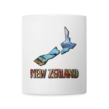 Aquarell Landkarte Neuseeland - Tasse - Weiß - Vorne