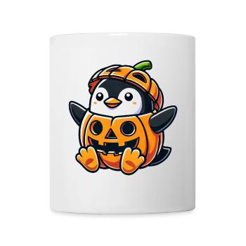 Halloween Pinguin Kürbis Kostüm Lustig Skurril - Tasse - Weiß - Vorne