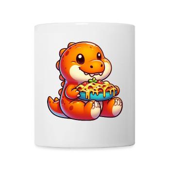 Dino Dinosaurier T-Rex Italienisches Essen Lasagne - Tasse - Weiß - Vorne