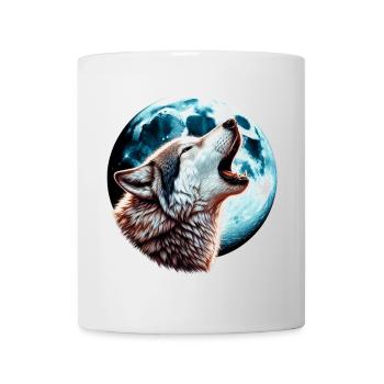 Wolf heult den Vollmond an - Tasse - Weiß - Vorne