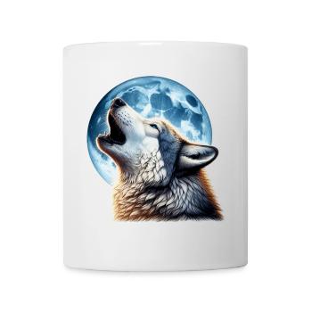 Wolf heult den Vollmond an - Tasse - Weiß - Vorne