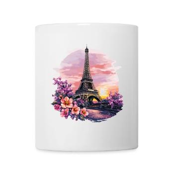 Paris, Tour Eiffel, France, City, Skyline, Fleurs - Mug blanc - blanc - Devant