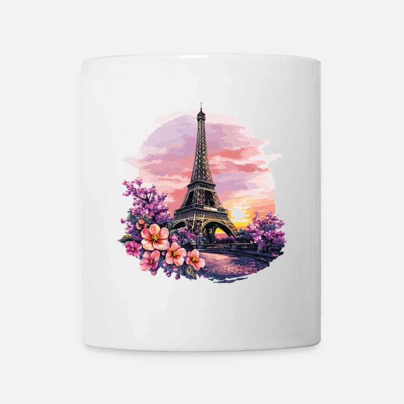 Paris Eiffelturm Frankreich Stadt Skyline Blumen - Tasse - Weiß