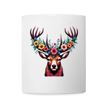 Cerf avec des fleurs - Mug blanc - blanc - Devant