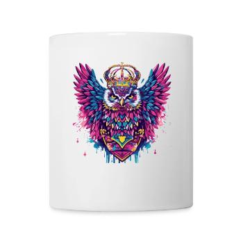 Eule Wappen Porträt Bunt - Tasse - Weiß - Vorne