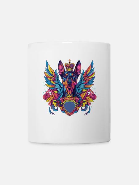 Doberman Dog Head Portrait Colorful - Mug - white