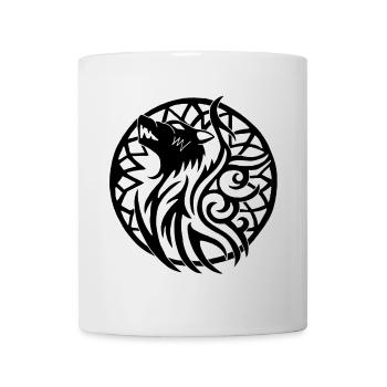 Loup noir et talisman porte bonheur - Mug blanc - blanc - Devant