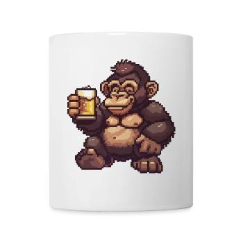 Gorille Bière Pixel - Mug blanc - blanc - Devant