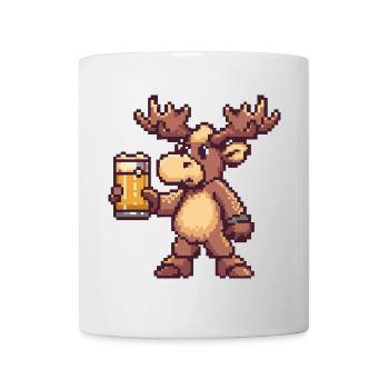 Elch Bier Pixel - Tasse - Weiß - Vorne