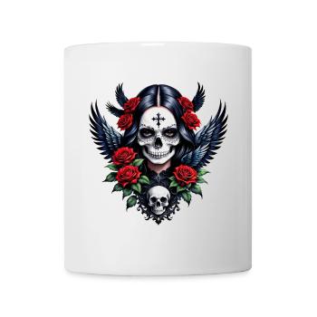 Sugar Skull Engel mit Rosen. - Tasse - Weiß - Vorne