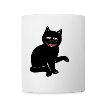 Halloween Katze schwarzer Kater gruselig Horror - Tasse - Weiß - Vorne