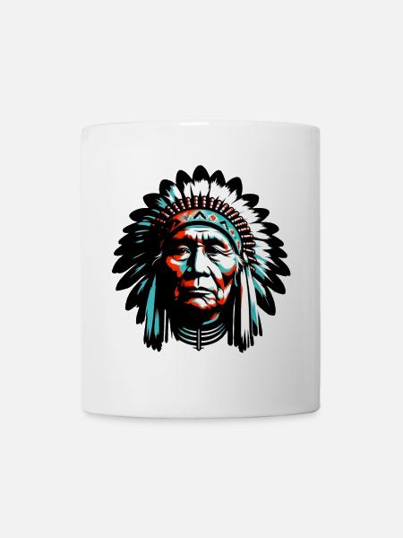Amerikanisch, Indianer, Amerikaner - Tasse - Weiß
