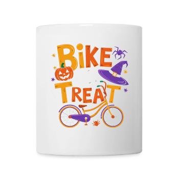 Halloween-Fahrrad oder Leckerli-Illustration - Tasse - Weiß - Vorne