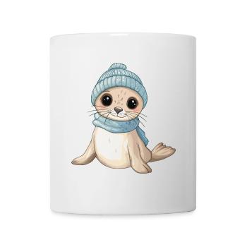 Robbe Süß Niedlich Baby Kinder Tier Cartoon - Tasse - Weiß - Vorne