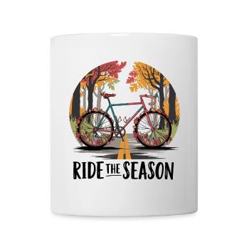 Herbstliche Fahrradstraßenszene - Tasse - Weiß - Vorne
