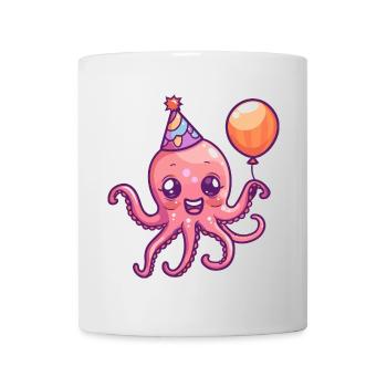 Oktopus Geburtstag Comic - Tasse - Weiß - Vorne