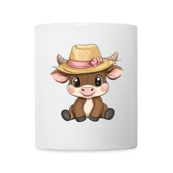 Taureau mignon mignon bébé enfants animal dessin animé - Mug blanc - blanc - Devant