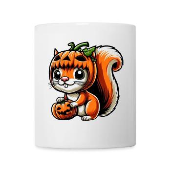 Mignon Halloween écureuil citrouille dessin animé - Mug blanc - blanc - Devant