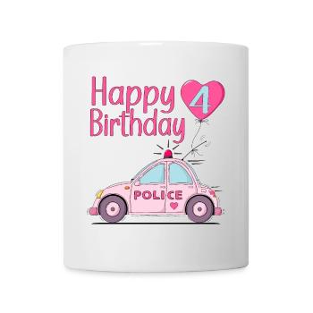Joyeux anniversaire 4 Police Rose - Mug blanc - blanc - Devant