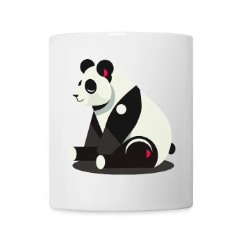Geometrischer Panda – Minimalistisch und niedlich - Tasse - Weiß - Vorne