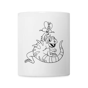 Page à colorier Iguana Kawaii illustrée à la main - Mug blanc - blanc - Devant